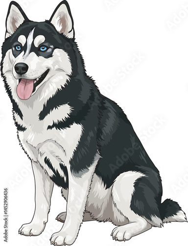 Realistic  Husky Art  Vector 