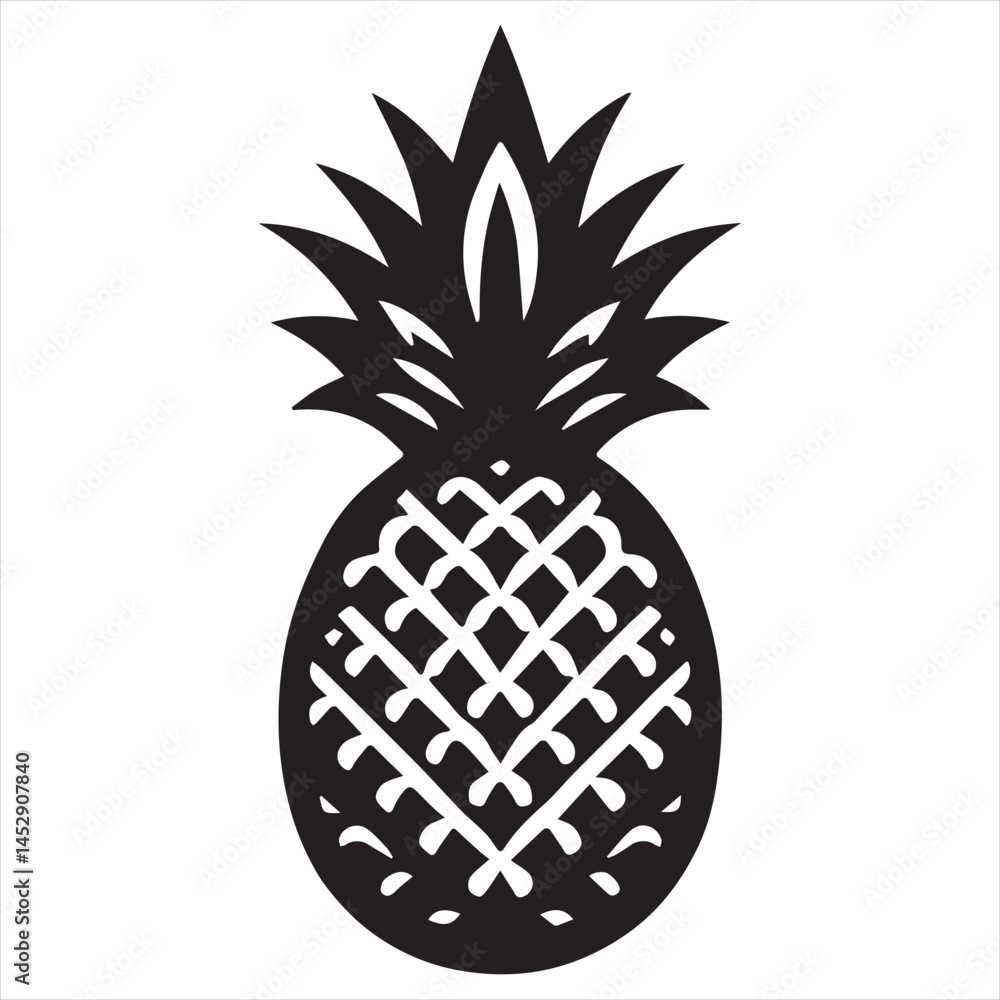 Pineapple Vector art illustration with leaves Pineapple Vector art illustration with leaves
