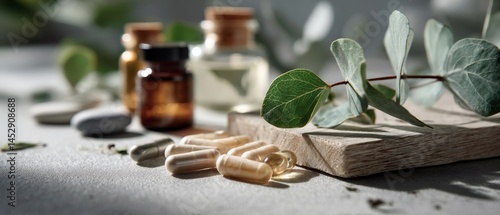 Natural supplements promoting health and well being with eucalyptus