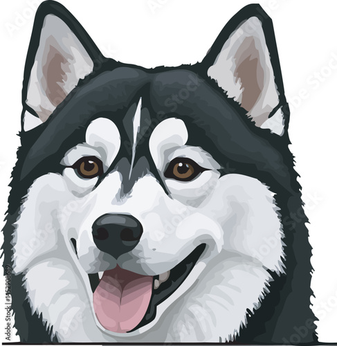 Realistic  Husky Art  Vector 
