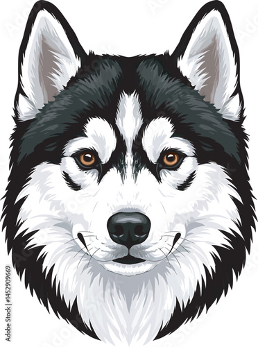 Realistic  Husky Art  Vector 
