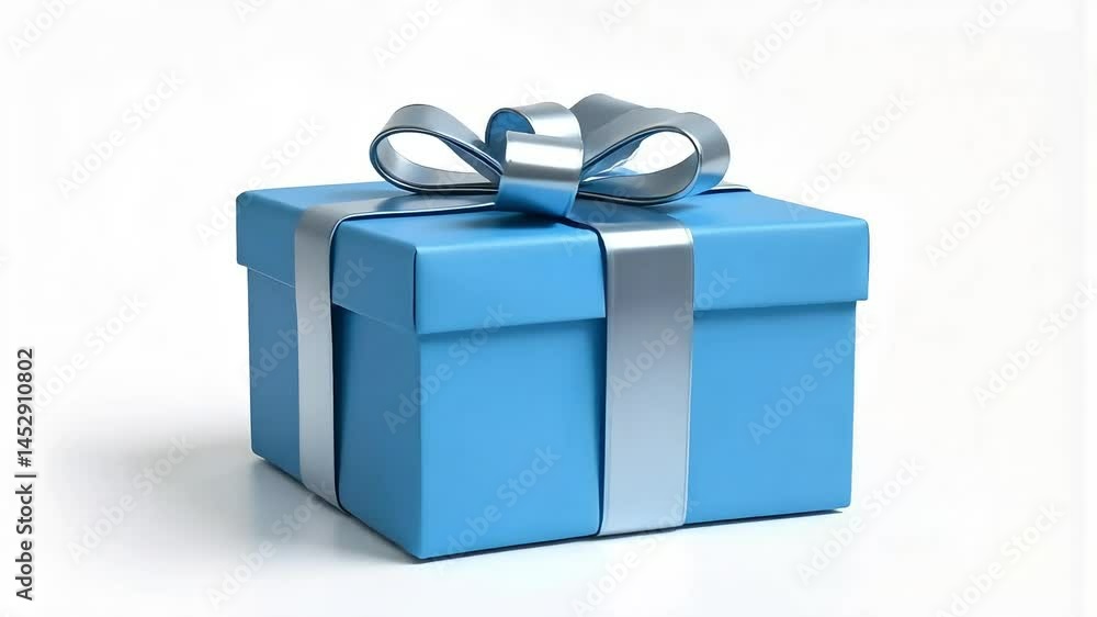 Find the perfect blue gift box present with silver ribbon for any occasion online now