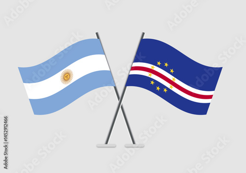 Antigua and Barbuda and Cape Verde vector flags on neutral stage for design use