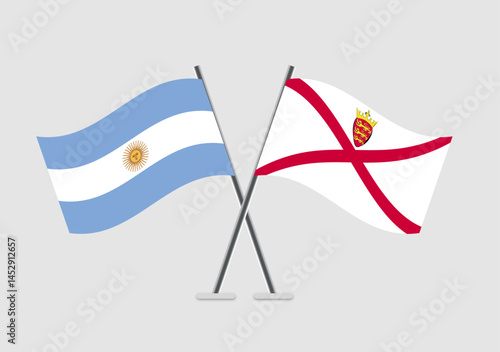 Antigua and Barbuda and Jersey vector flags in twin pole presentation