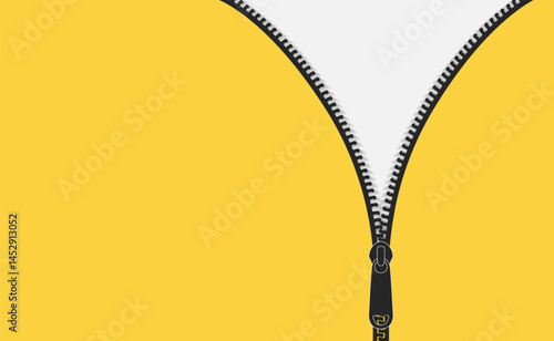 Open zipper icon. Zipper on yellow background