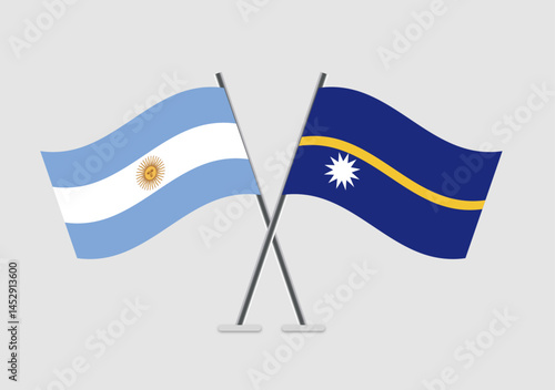 Antigua and Barbuda and Nauru vector flags design in vector template style
