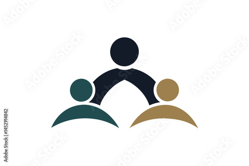 three black silhouettes standing together, representing partnership, community, and support