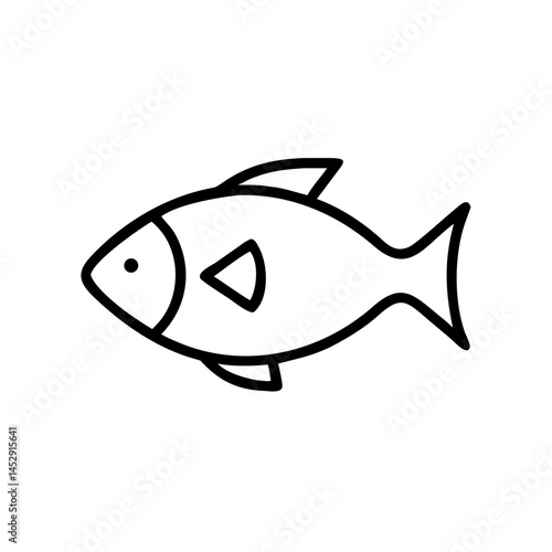 Simple fish icon in minimal style on white background  