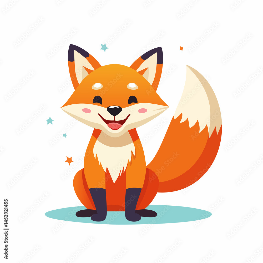 Obraz premium Happy Fox Character – Simple Vector Design for Education2