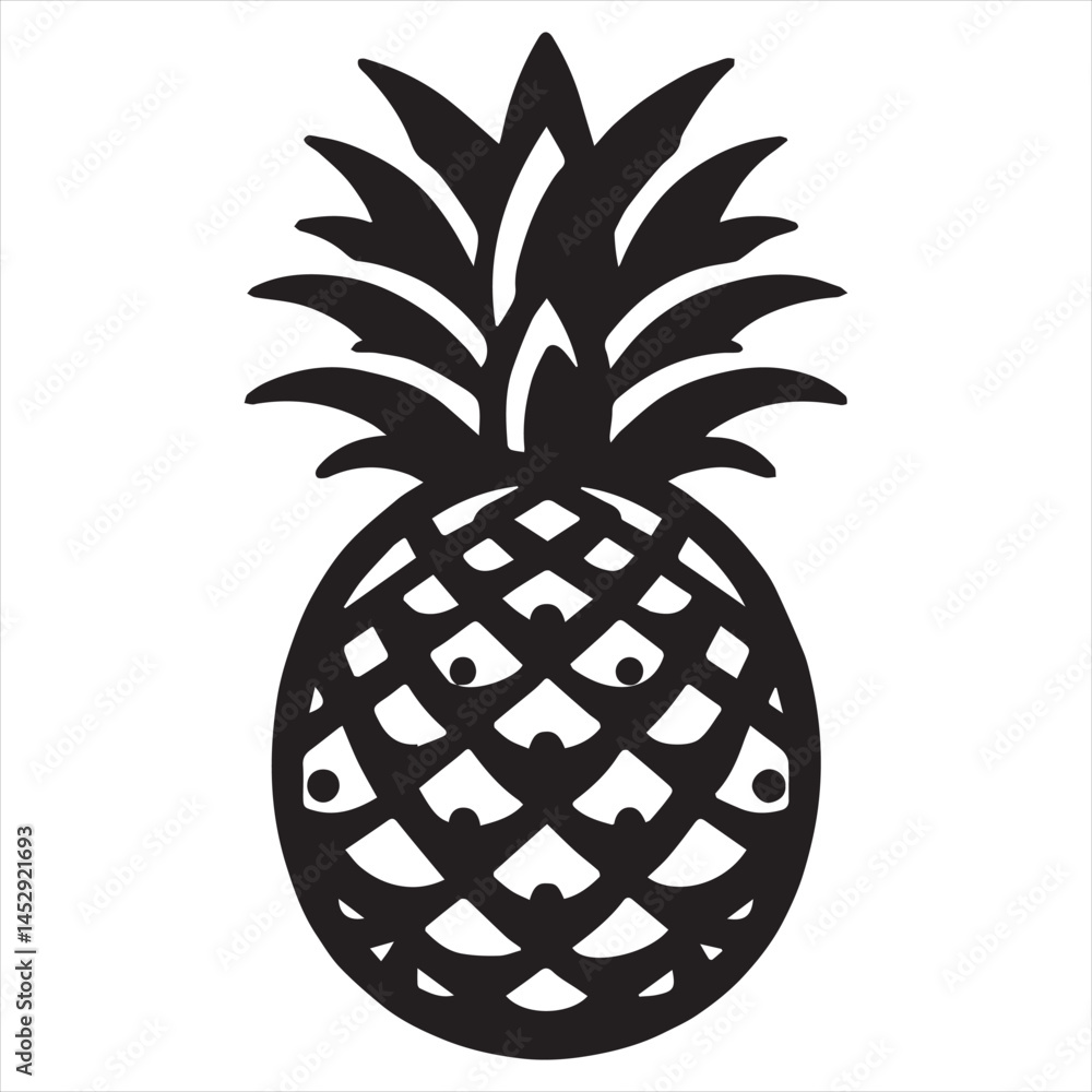 Obraz premium Pineapple Vector art illustration with leaves
