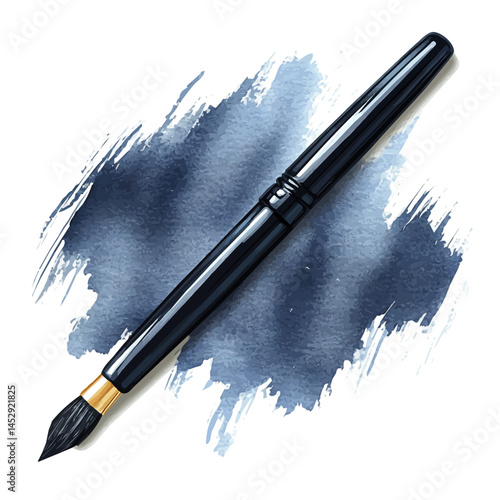 Calligraphy Brush With Thick Black Ink, watercolor vector, isolated on a white background.