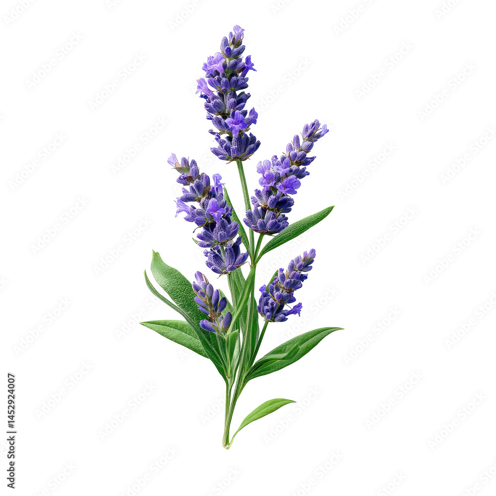 Fototapeta premium Single Lavender Flower With Slender Purple isolated on a transparent background
