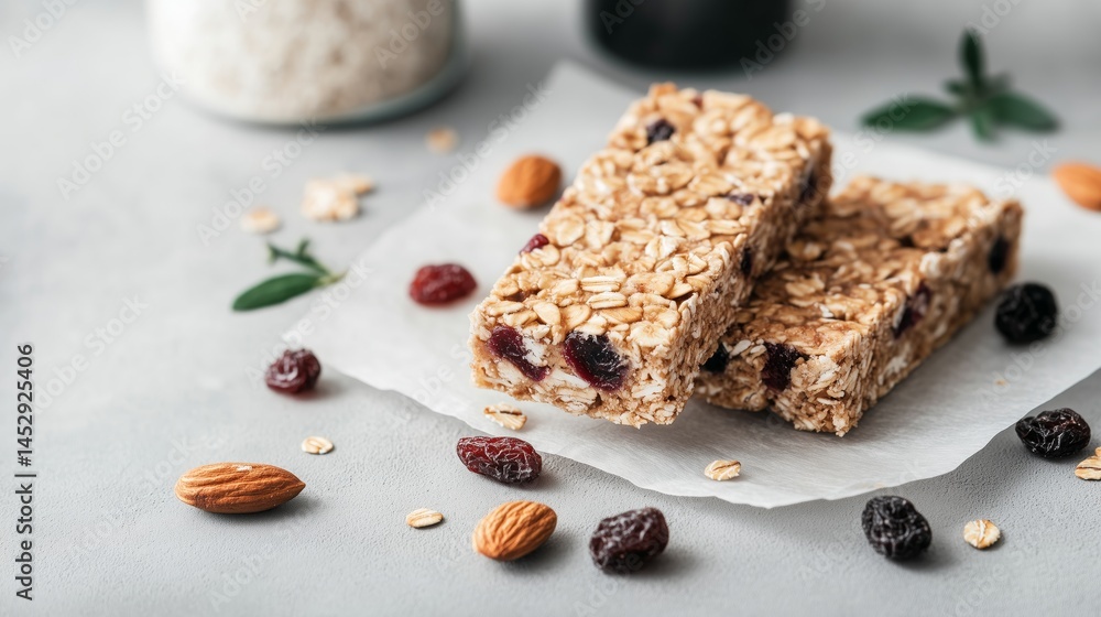 Homemade granola bars with oats, nuts