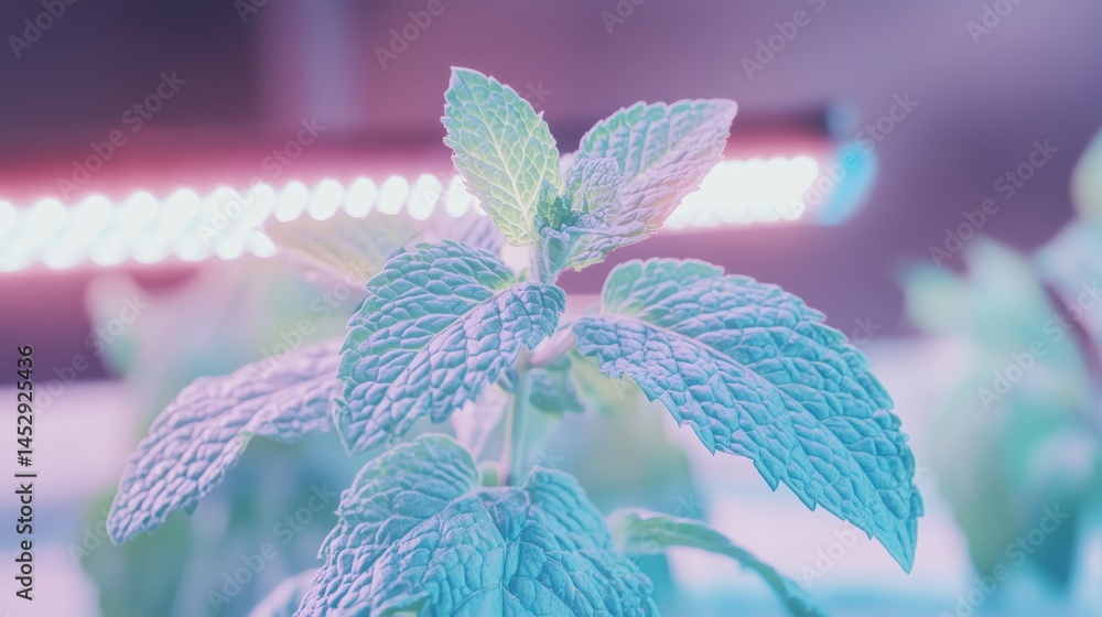 Indoor Mint Plants Under UV Lights