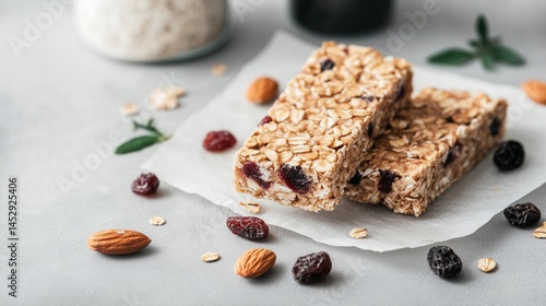 Obraz na płótnie Homemade granola bars with oats, nuts w salonie