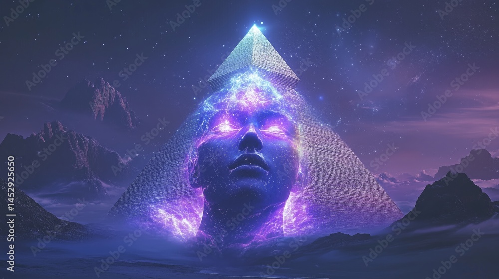 Mystical Ancient Pyramid, Purple Energy Flow