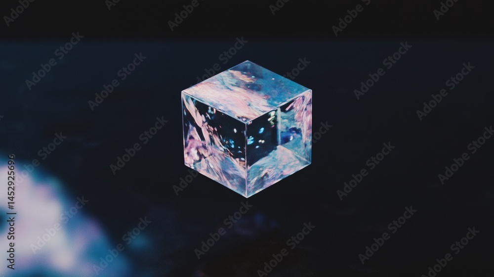 Recycled Plastic Cube on Dark Surface