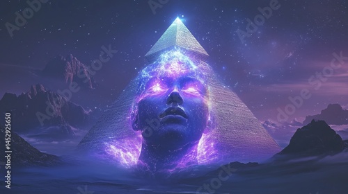 Mystical Ancient Pyramid, Purple Energy Flow