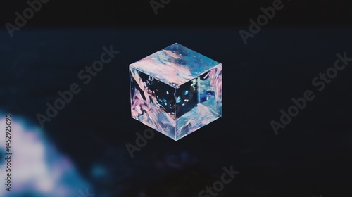Obraz na płótnie Recycled Plastic Cube on Dark Surface w salonie