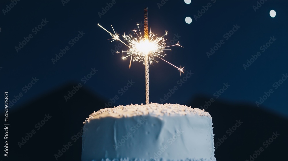 Sparkler Birthday Cake Night Sky