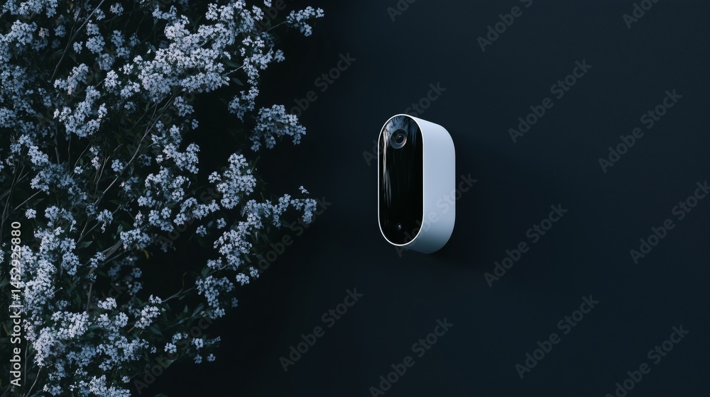 Sleek Modern Security Camera Mounted on Dark Wall