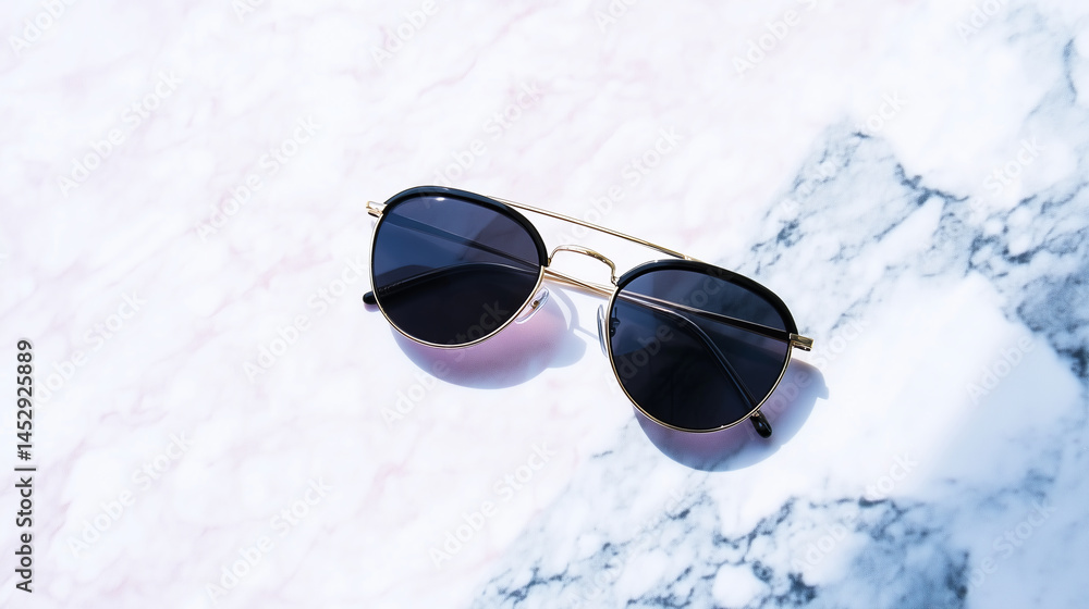Stylish Sunglasses on Elegant Marble Surface
