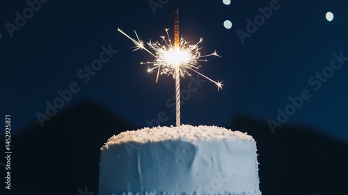 Obraz na płótnie Sparkler Birthday Cake Night Sky w salonie