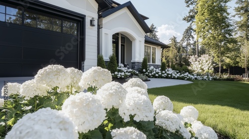 Obraz na płótnie Stylish suburban home with elegant driveway w salonie