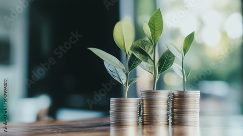 Obraz na płótnie Sustainable Investment Growth with Growing Plants w salonie