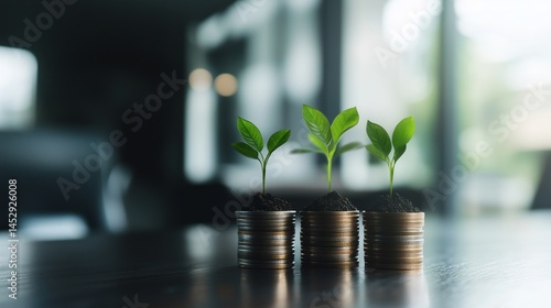 Obraz na płótnie Sustainable Investment Growth with Growing Plants w salonie
