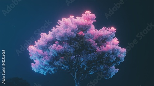 Obraz na płótnie Vibrant Illuminated Tree in Spotlight w salonie