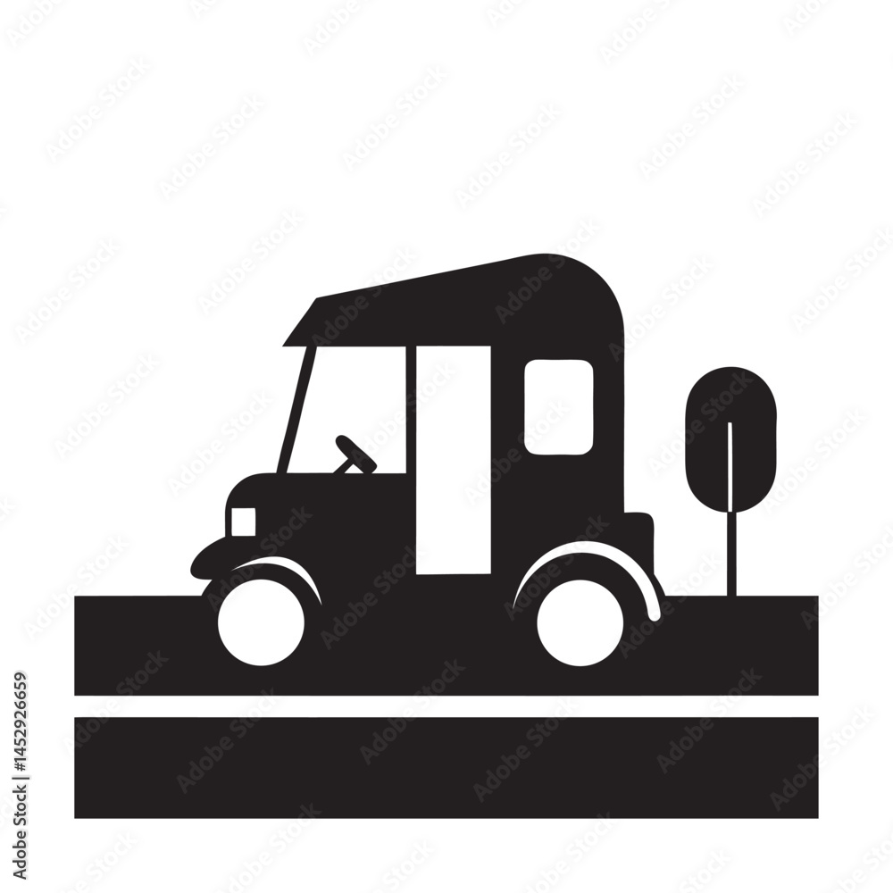 Fototapeta premium Tuk Tuk Vehicle Silhouette Street Ride