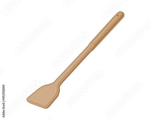 vector design of a frying spoon or stir fry spoon made of brown wood