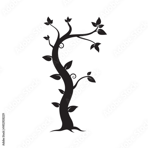 Vine Covered Tree Silhouette Illustration