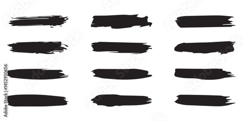 illustration of black paint brush stroke stripe isolated set design banner decoration .stripes ,lines brush stroke banner design.