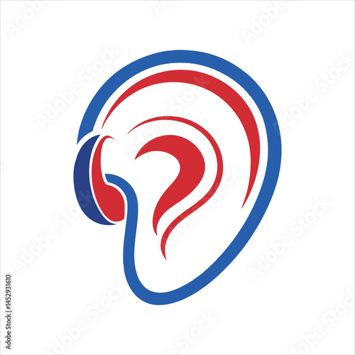  Hearing Aid Logo in Minimal Line Art Style