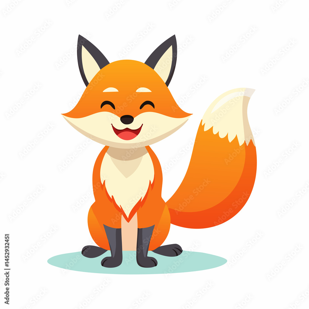 Obraz premium Happy Fox Character – Simple Vector Design for Education3