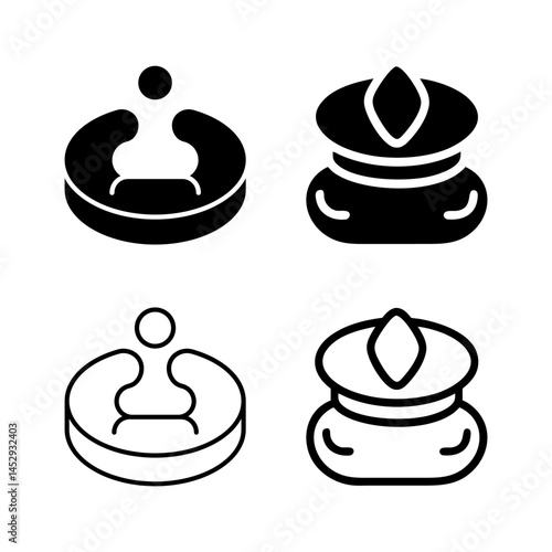 A modern vector icon set featuring meditation pillows, suitable for wellness and relaxation designs.