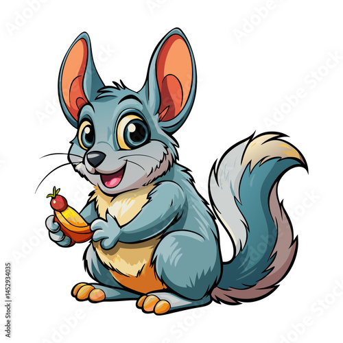 Happy Chinchilla Playing with Toy Cartoon for Kids Books and Posters