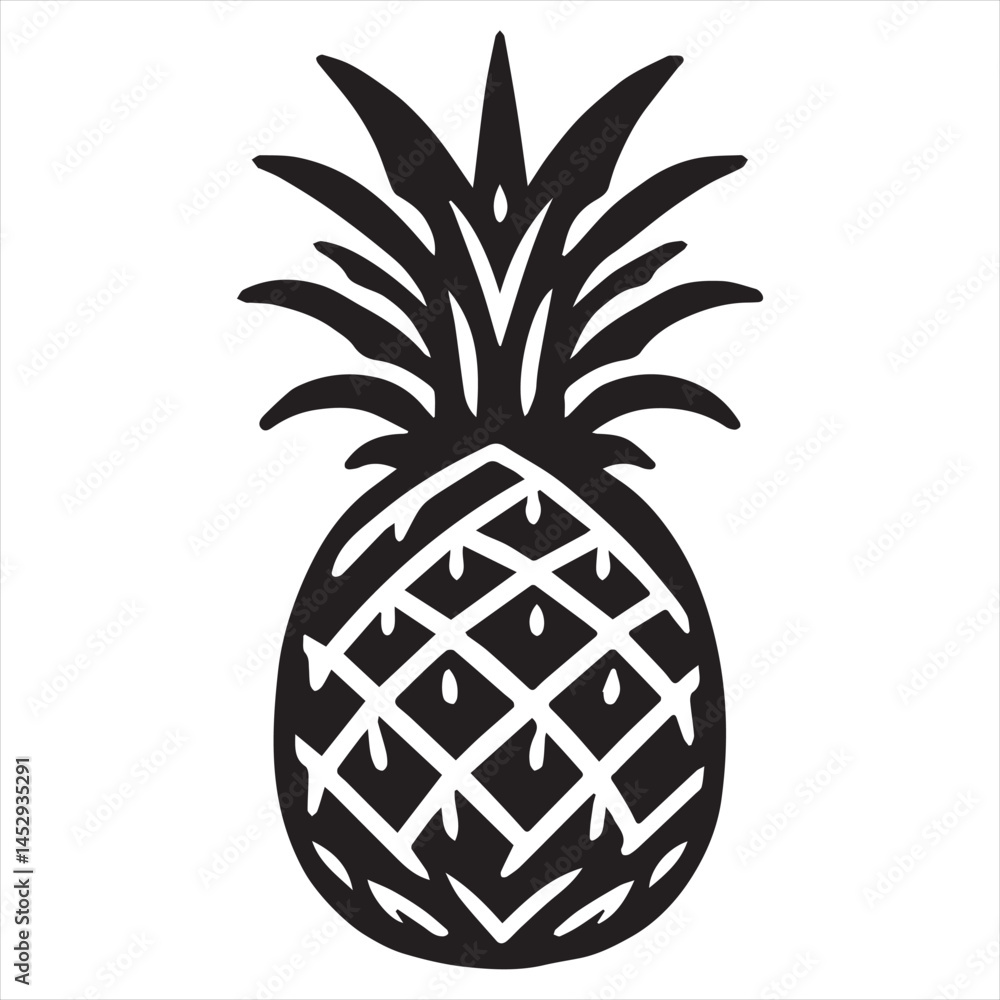 Fototapeta premium Pineapple Vector art illustration with leaves