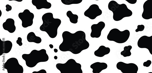 Vector cow seamless pattern. Black and white animal skin texture background