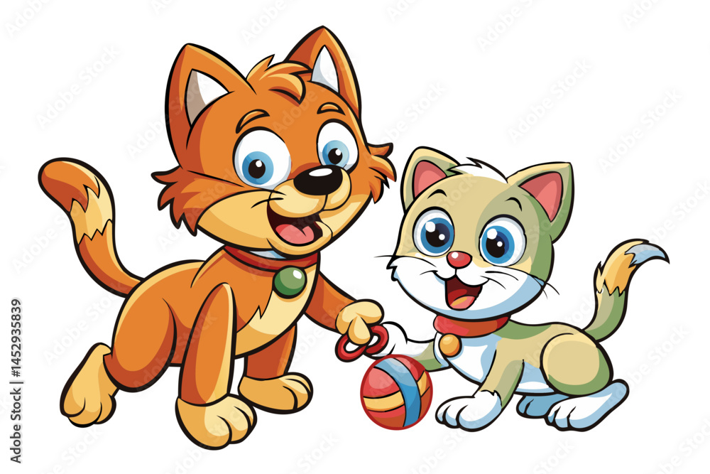 Adorable Cat and Dog Friends in Playful Pose Vector for Cute Animal and Friendship Concepts Adorable Cat and Dog Friends in Playful Pose Vector for Cute Animal and Friendship Concepts