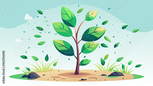 Tiny leaves in quiet grace,
Emerging strong in open space.
White surrounds this greenest hue,
Symbol of all things fresh and new.