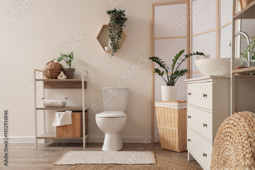 Interior of light bathroom ...