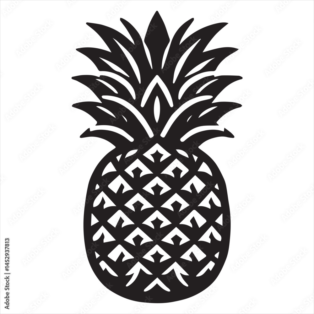 Obraz premium Pineapple Vector art illustration with leaves