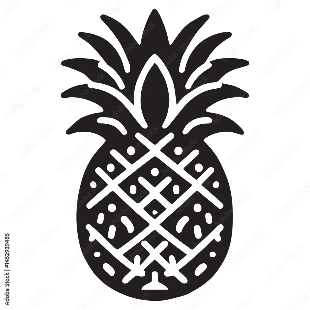 Pineapple Vector art illustration with leaves Pineapple Vector art illustration with leaves