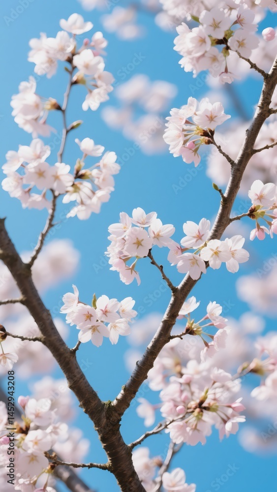 A close up of a tree branch with white flowers A close up of a tree branch with white flowers
