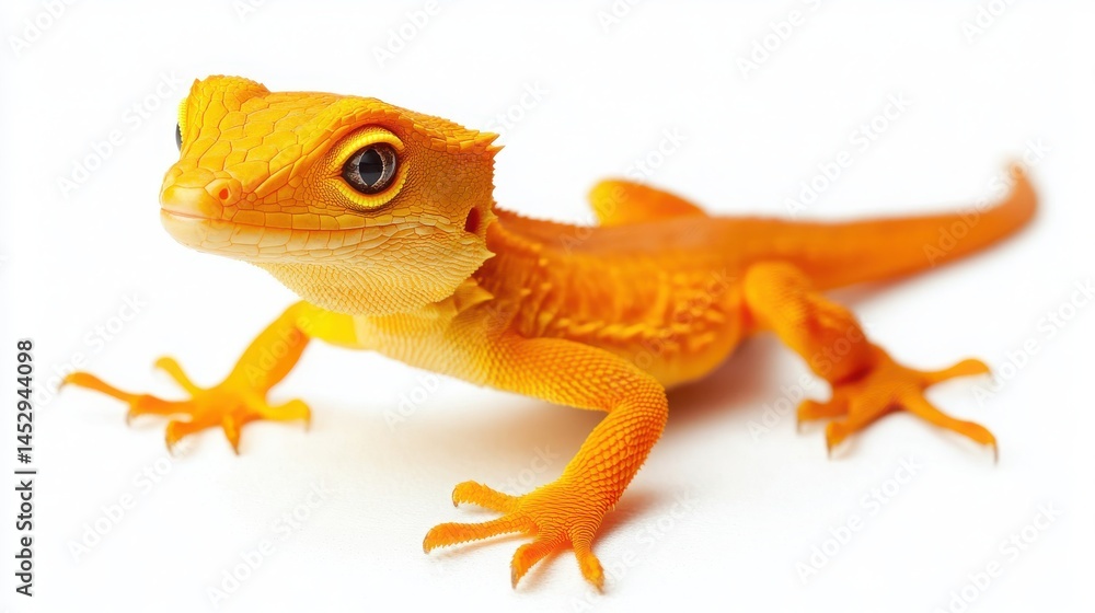 Fototapeta premium Bright Orange Gecko Lizard on White Background