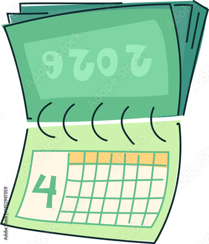 2024 Flip Calendar Showing Green Monthly Layout