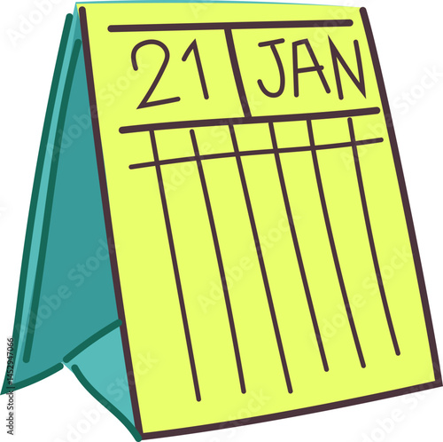 Yellow Desk Calendar with Date Marked Jan 21